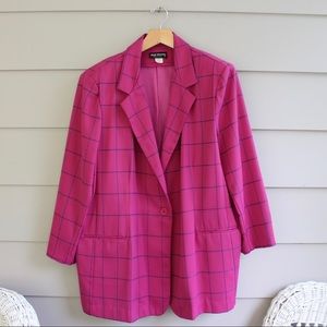 Vintage 80s Oversized Pink & Navy Geometric Blazer